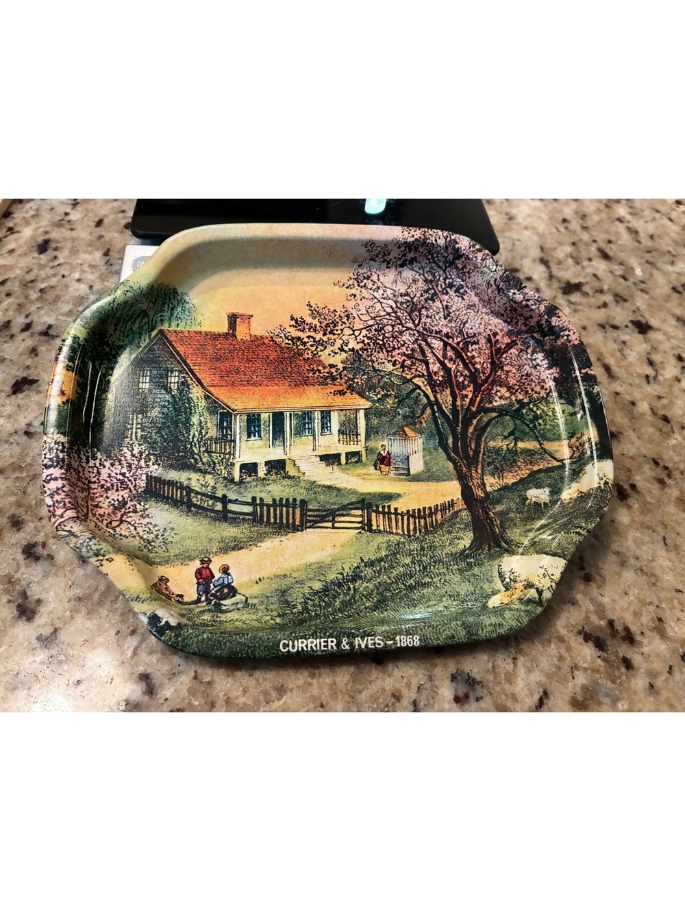 Currier and Ives 1868 small metal tray